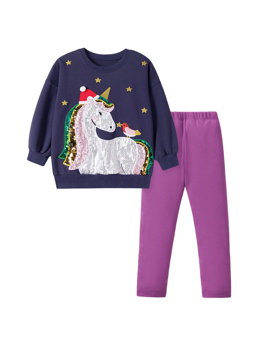 Girls' Uniform Wholesale - Winter Fleece-Encrusted Cute Children's Casual Clothing Sweater Two-Piece Set