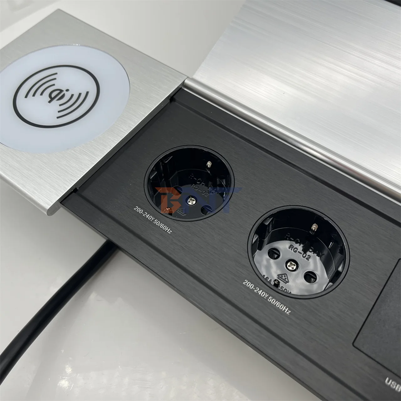 CE Approved Embedded Side Slide Socket Meeting Table Desktop Hidden Power Outlets Socket USB Port