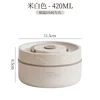 Fiambrera redonda de acero inoxidable 304, color blanco arroz, individual - 420ml