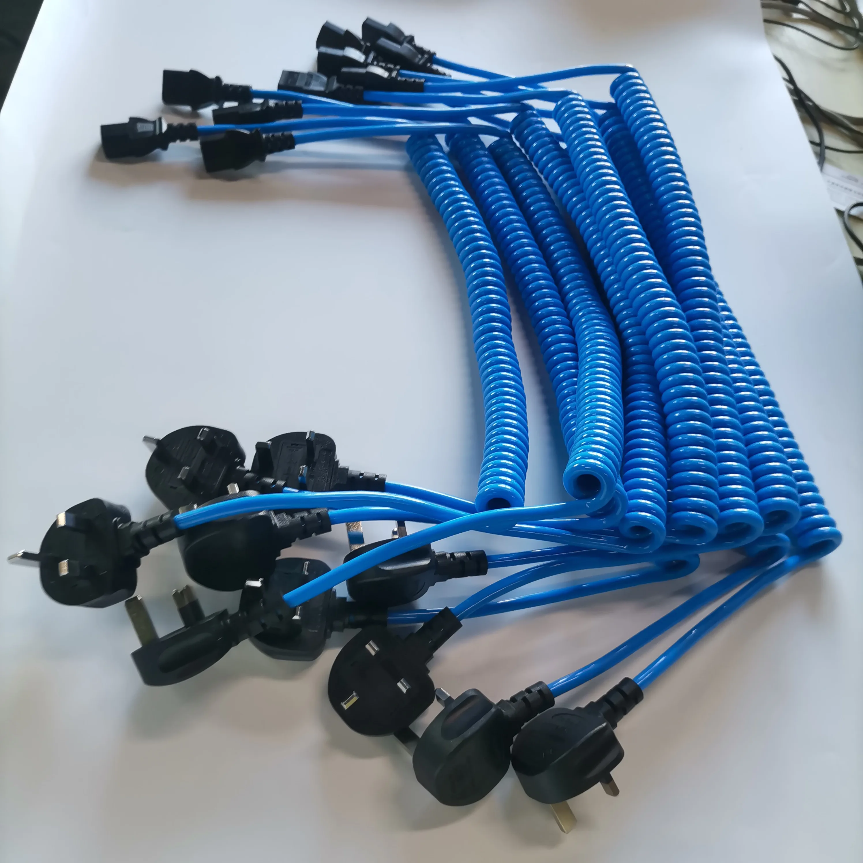 AC Plug Spiral Coil Curly Spring Power Cord Coiled with IEC 320 C13 and UK Plug