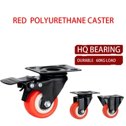 Durable red pu revolving wheels light duty 1.5/2/2.5 inch custom swivel caster wheels NO 5