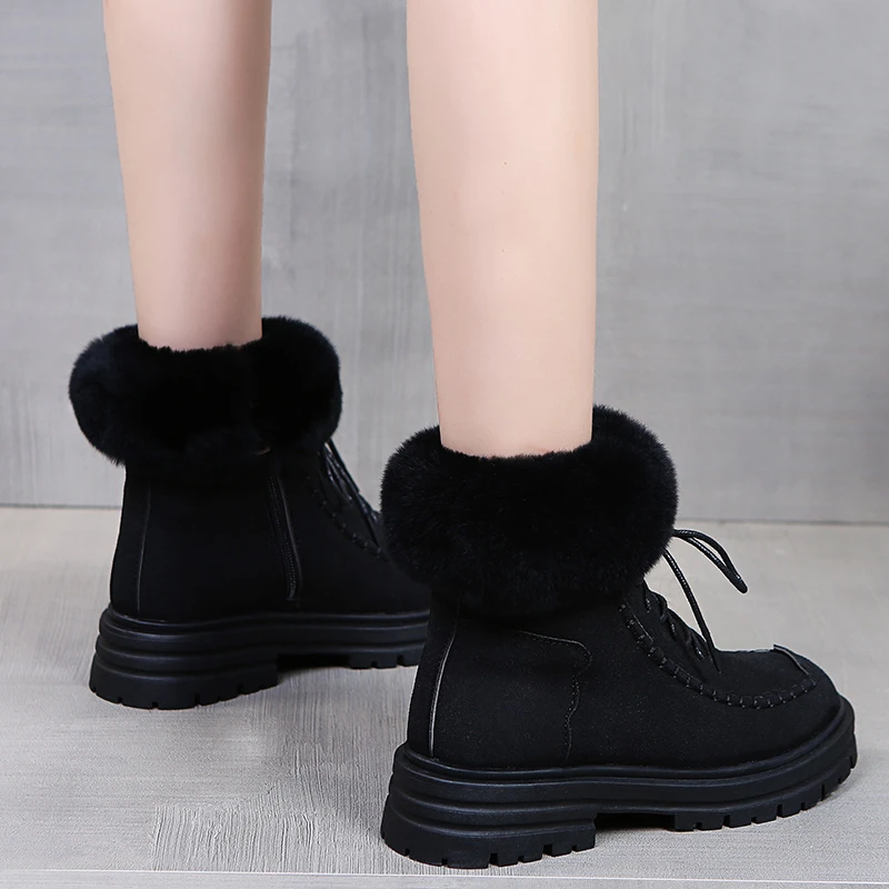 Женские Зимние флисовые ботинки-мартинсы Moyo, Резиновые Нескользящие большие хлопковые ботинки из ТПР, модные женские зимние ботинки, Прямая поставка