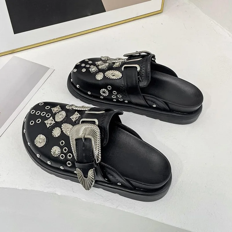 Western Summer Flower Studded Women's Thick Soles Slippers