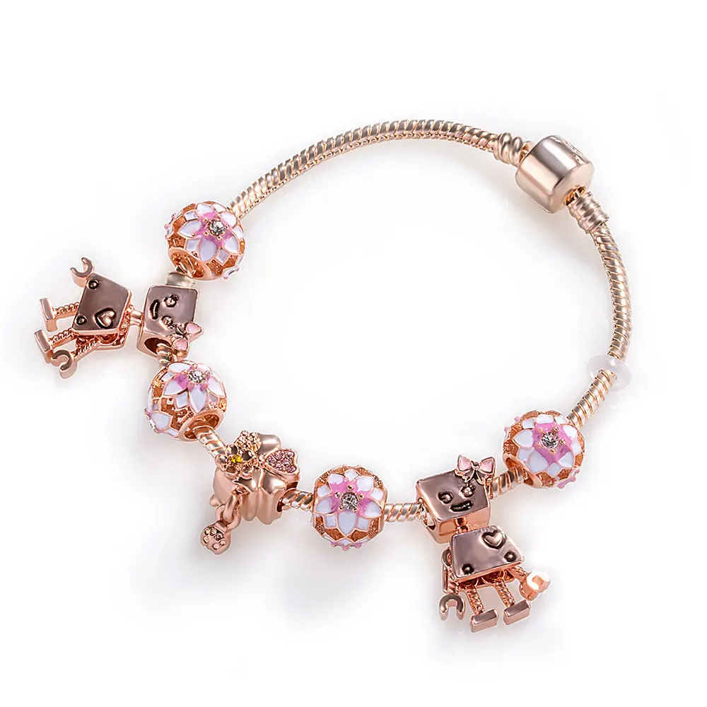 Charm Bracelet Gold – Pink