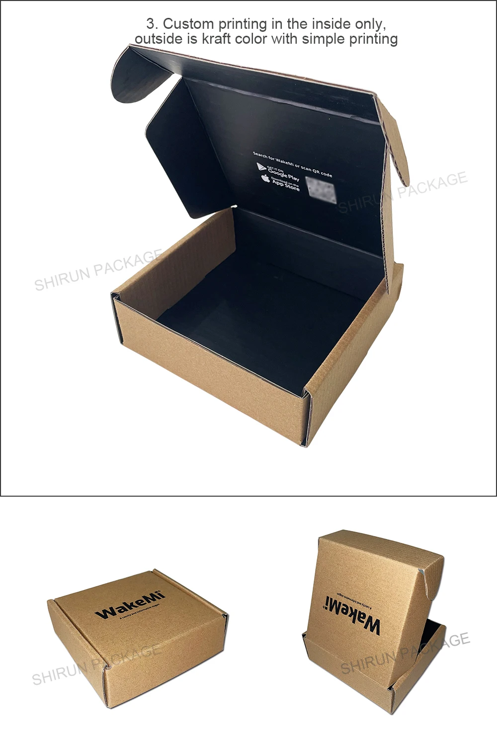 Custom Size Corrugated Cardboard Printing Logo Black Kraft Paper Mailer ...