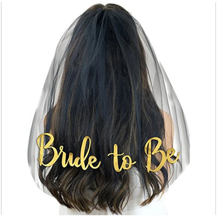 bride to be veil gold writings