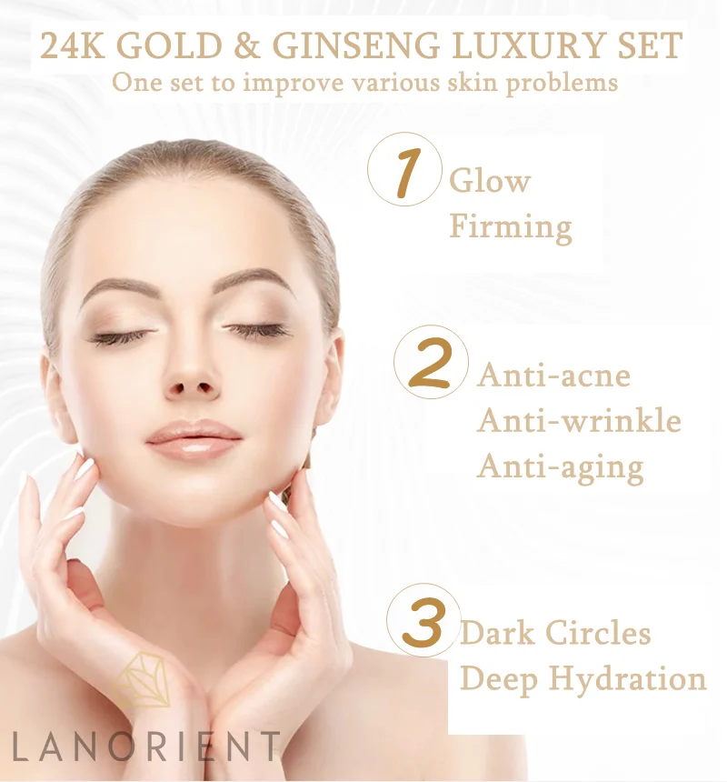 LANORIENT 24K Gold Luxury Skin Care Set - Anti-Aging & Whitening