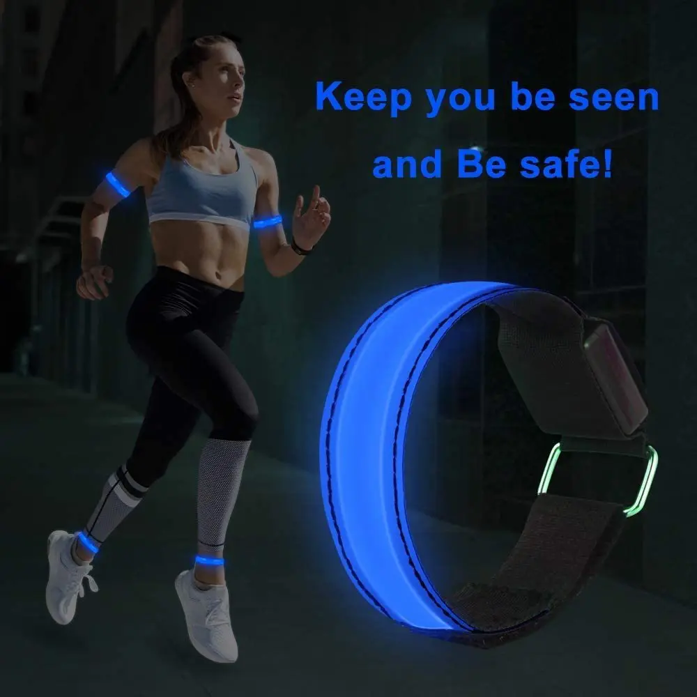 Fluorescent Glow in the Dark Flashing Sport Safety Bracelet Reflective Arm Band Safety Led Wrist Band LED Rechargeable Armband