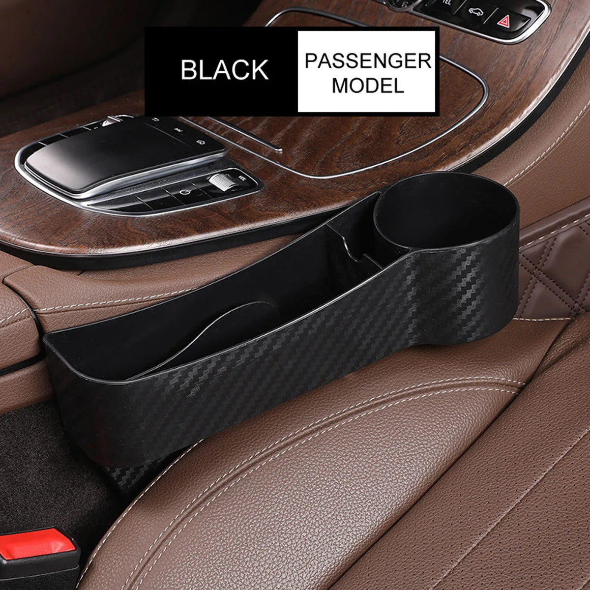 Универсальный органайзер из углеродного волокна для автомобильного сиденья с большим держателем для чашки