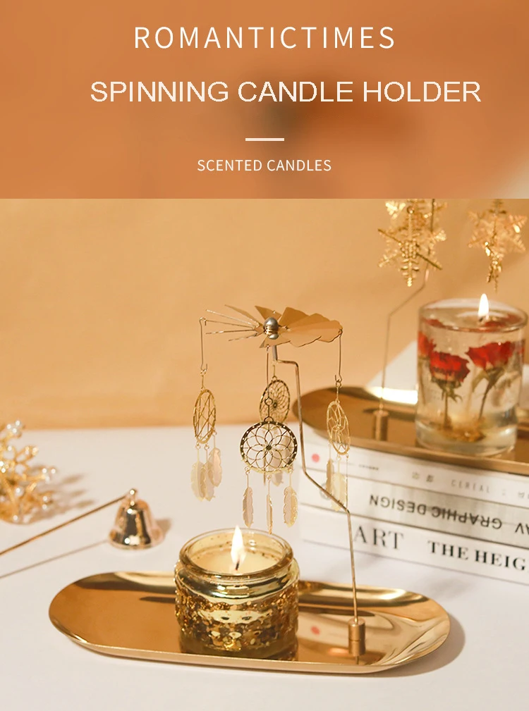 Tray Candlestick Spinning Rotating Tealight Candle Stand Holder Candle