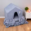 Blue grid tent house nest