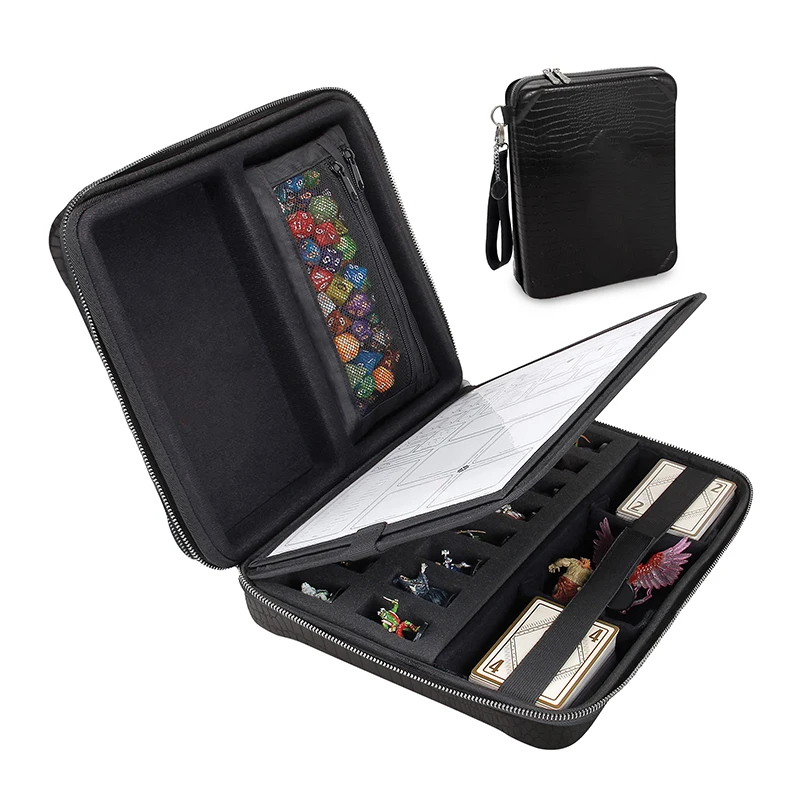 ENHANCE RPGオーガナイザーケース - DNDバインダー キャラクターシートホルダー内蔵 消せるスクリプトパネル サイコロ転がりエリア 取り外し可能なペンポーチ ミ : ENHANCE DnD Backpack - RPG DM Bag for Dungeons and