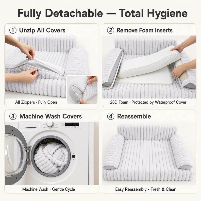 Cut Pile Corduroy Pet Sofa Bed — Product details 4