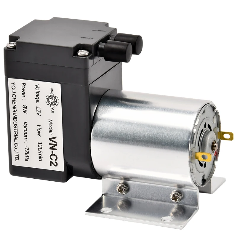 VN-C2 12V 8W 12L/min -72kpa Industrial Pure Copper Wire Motor Mini Air Pump Micro Vacuum Pump