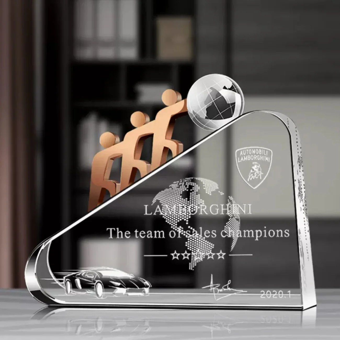 Customized K9 Glass Award Trophy Crystal Plaque Shape Sublimation Laser Metal Character Ball Business Engraving Sports Theme