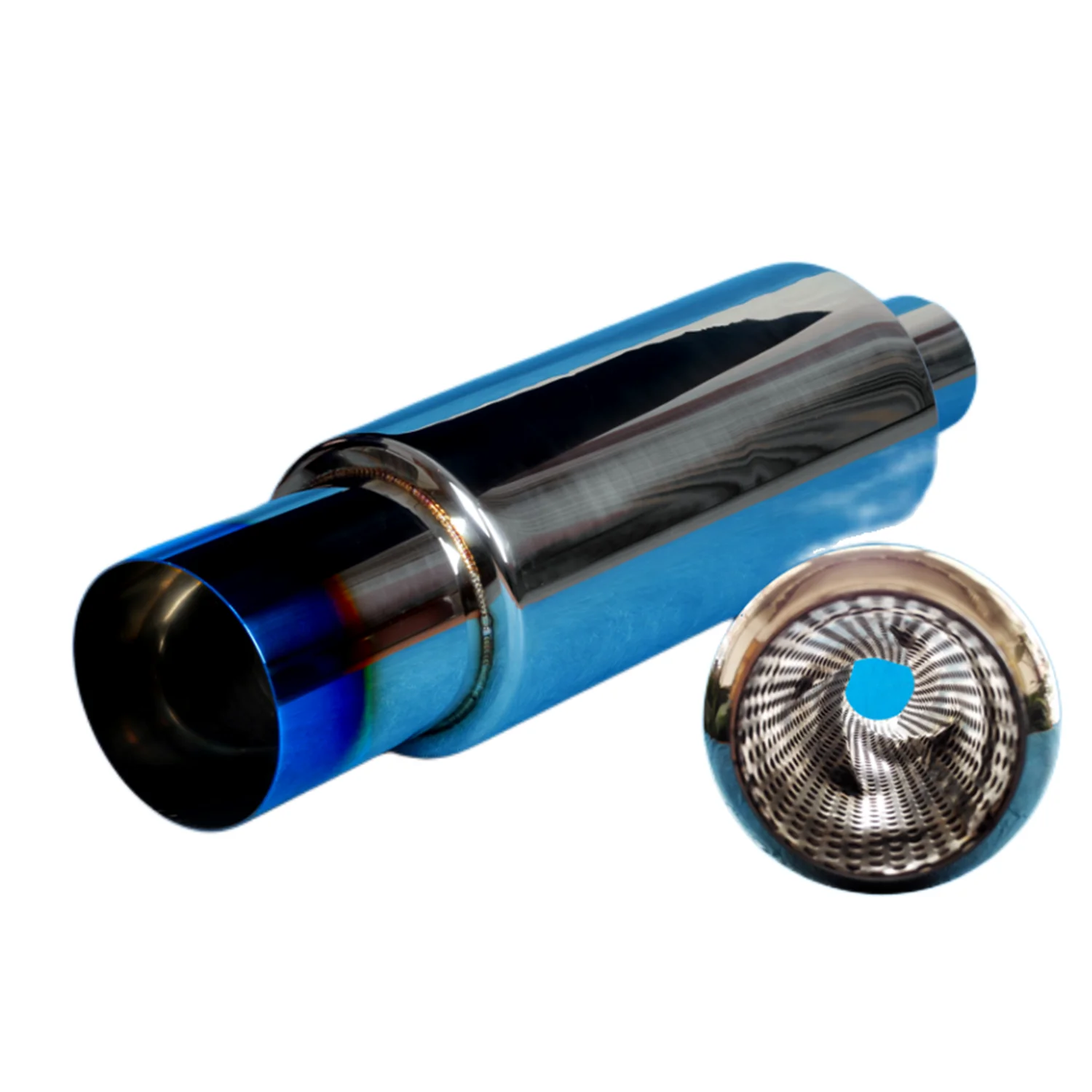4.5 Inches Racing Modification Stainless Steel Blue Exhaust Pipe Sounds Silencer Vortex Tornado Exhaust