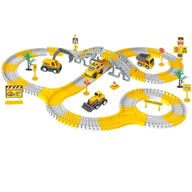 EPT New Arrival Hot Selling Construction Tracks Engineering Flexible Track Car Railway Toy Education Assemble Toys