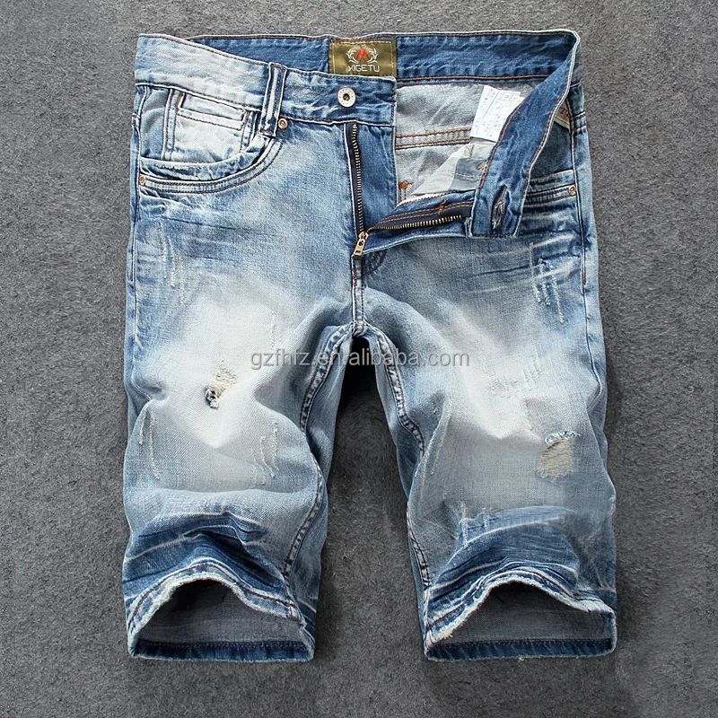 Custom Men's Vintage Fashion Jeans Shorts Summer Streetwear Casual