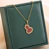 Gold necklace-burgundy