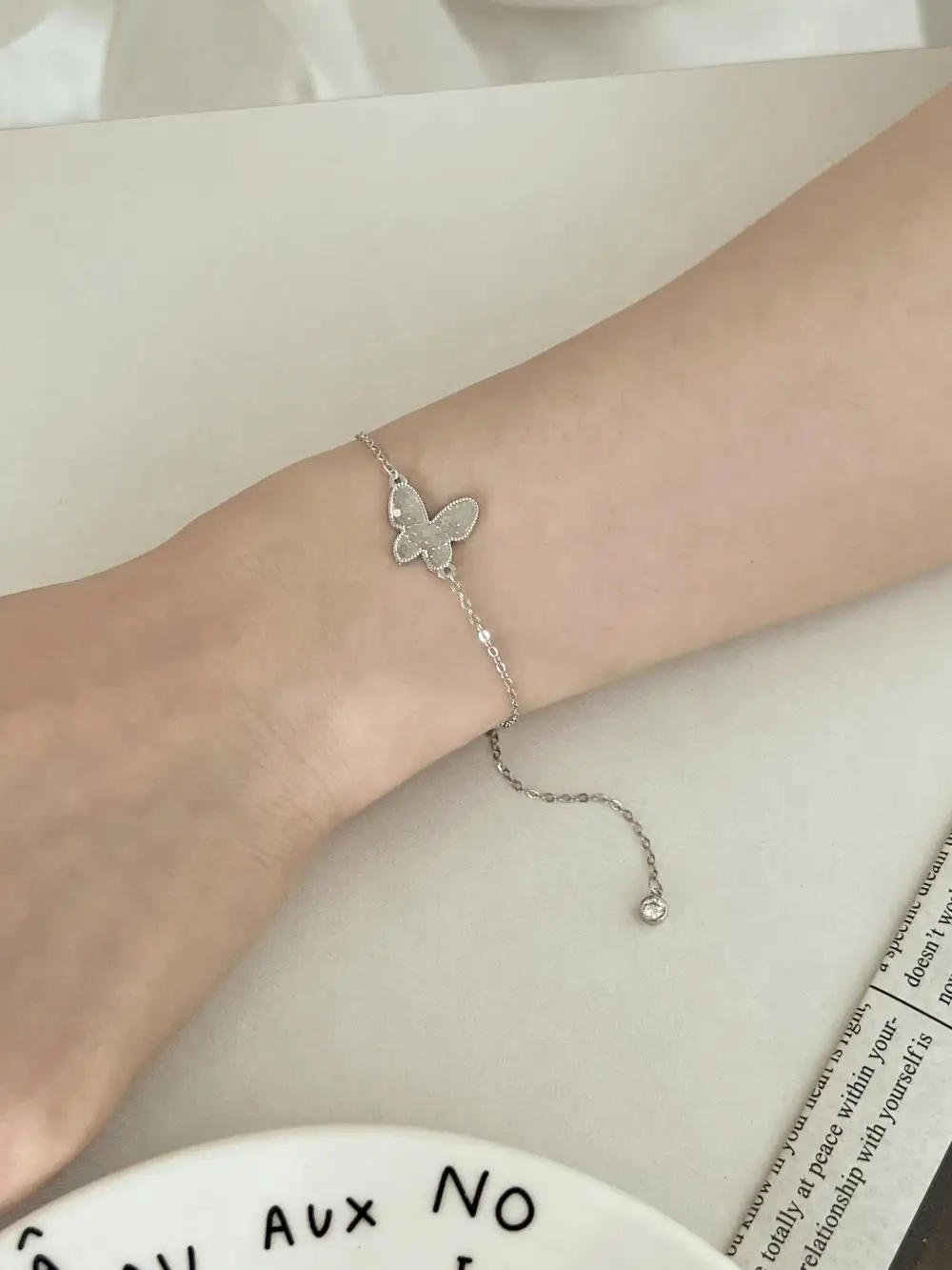 KAKODIY Simple Boutique Jewelry 925 Sterling Silver Chain Butterfly Bracelet detail 4