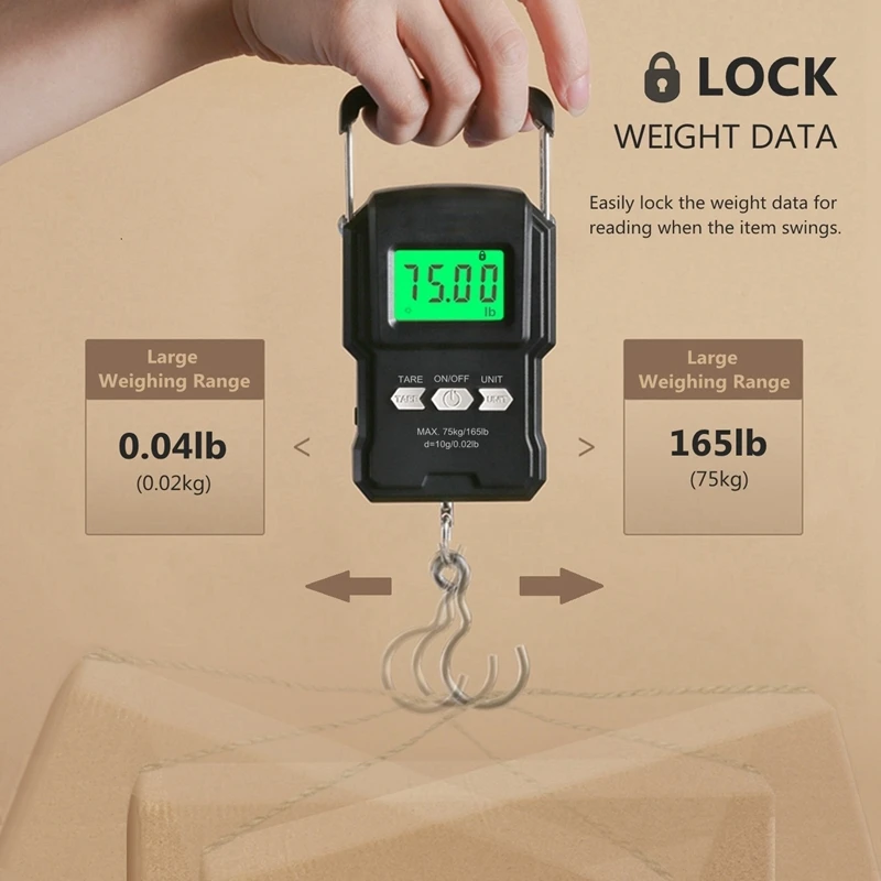 Flintronic Digital Luggage & Fishing Scale - 75kg/165lb Capacity With Backlit LCD & Built-in Tape Measure-1159713