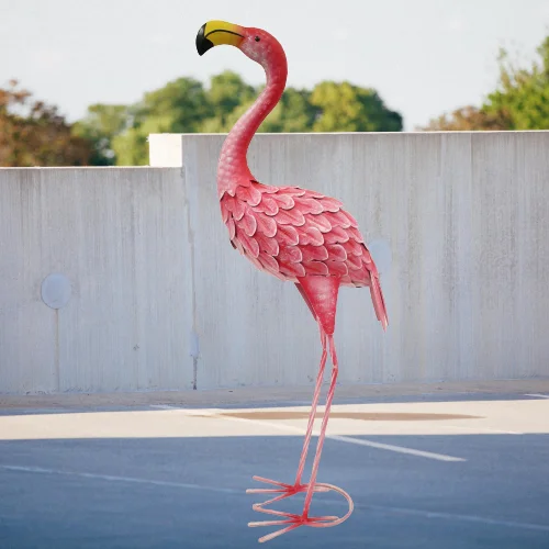 36 Inch Nordic Metal Pink Flamingo Yard  Animal Statue Outdoor Sculptures for Patio Backyard Porch s