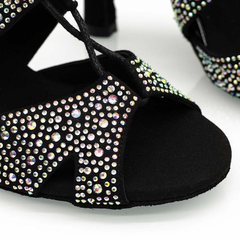 Женские танцевальные сапоги Suphini, на шнуровке, Высокий Каблук 8,5 см, Бачата, сальса