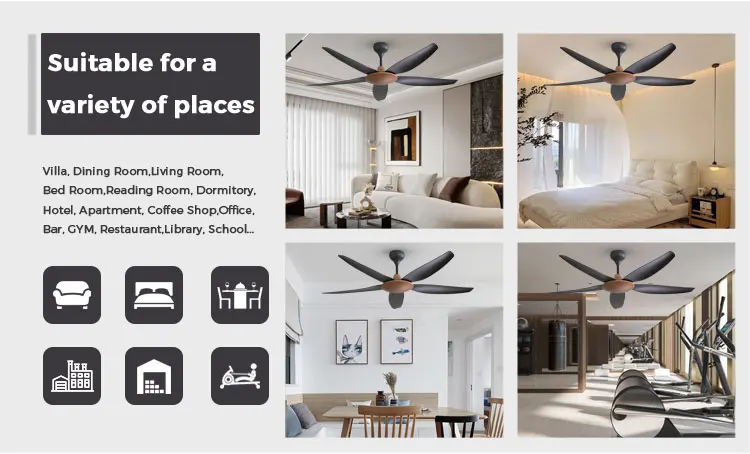 Living Room Hotel Abs Blades Ceiling Fan 56 Inch Remote Control 6 Fan ...