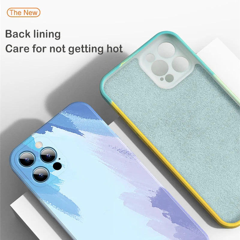 Liquid Silicone TPU Case,Watercolor Blooming Oil Painting Phone Case For iPhone 11 12 13 Pro Max factory