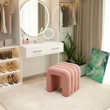 Modern Eco-Friendly Handmade Fabric Ottoman for Living Room Bedroom Apartment Furniture Sofa Corner Stool Footrest Dressing