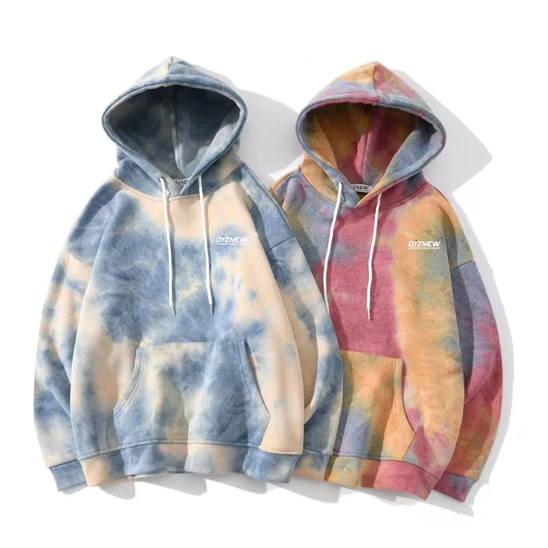 DiZNEW Tie-dye hoodie pullover sweatshirt men's spring and autumn hip-hop loose long-sleeved jacket supplier