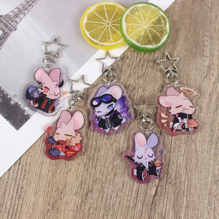 Factory Custom Clear Anime Acrylic Keychain Kawaii Keychain Printed Cute Acrylic Charms Keychain With Glitter details