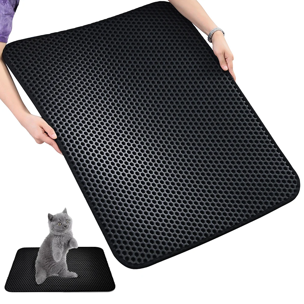 Cat Litter Mat Cat Litter Trapping Mat Honeycomb Double Layer Design Urine and Water Proof Material Easier to Clean Washable