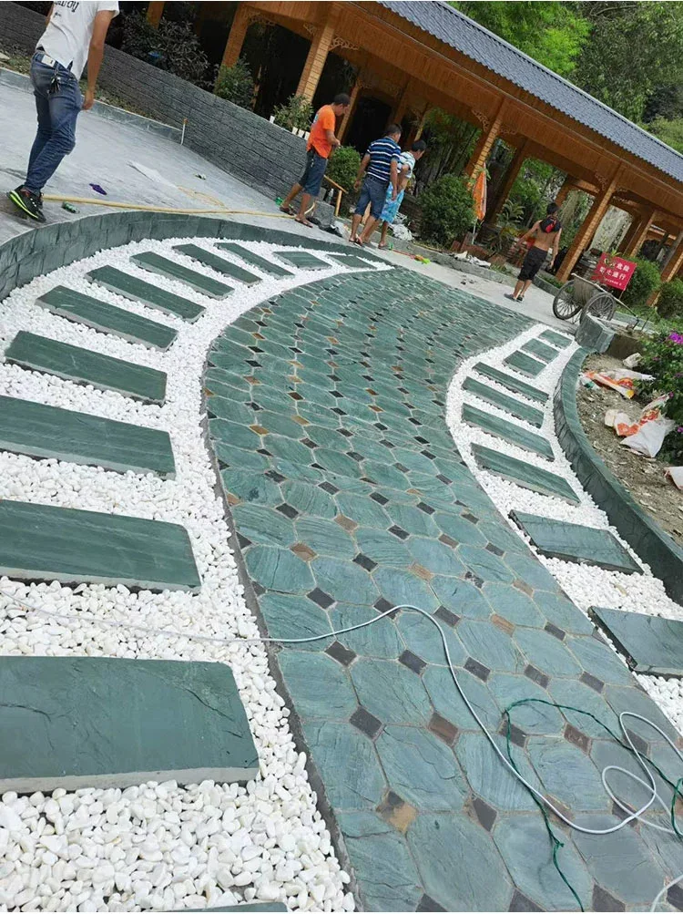 product green slate bluestone cultural stone natural green slate outdoor garden landscape garden antique paving stone non slip-5