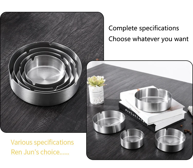 Classic Stainless Steel Cigar Ashtray Portable Round Design Durable