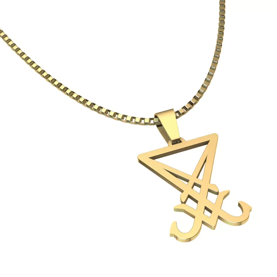 Collana Amuleto Sigillo Di Lucifero &ndash; Ciondolo Occulto Satanico &ndash; Stile Gotico &ndash; Argento &ndash; Made In USA