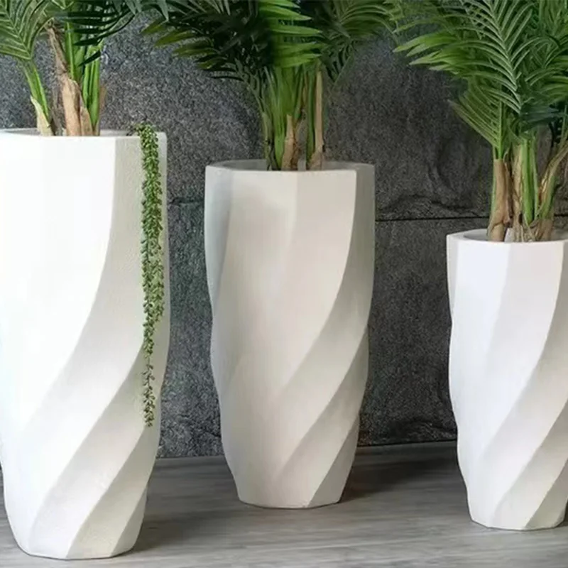 Nordic White Plastic and Fiberglass Flower Pots Classic Design Indoor and  Outdoor Green Plant Planters for Home Garden Decor