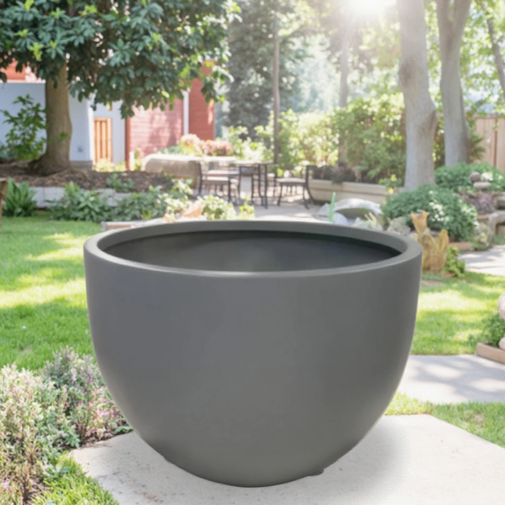 2025 Factory Direct Sales American Design Light Weight Environmental Outdoor Large Round Fiberglass Flower Pots