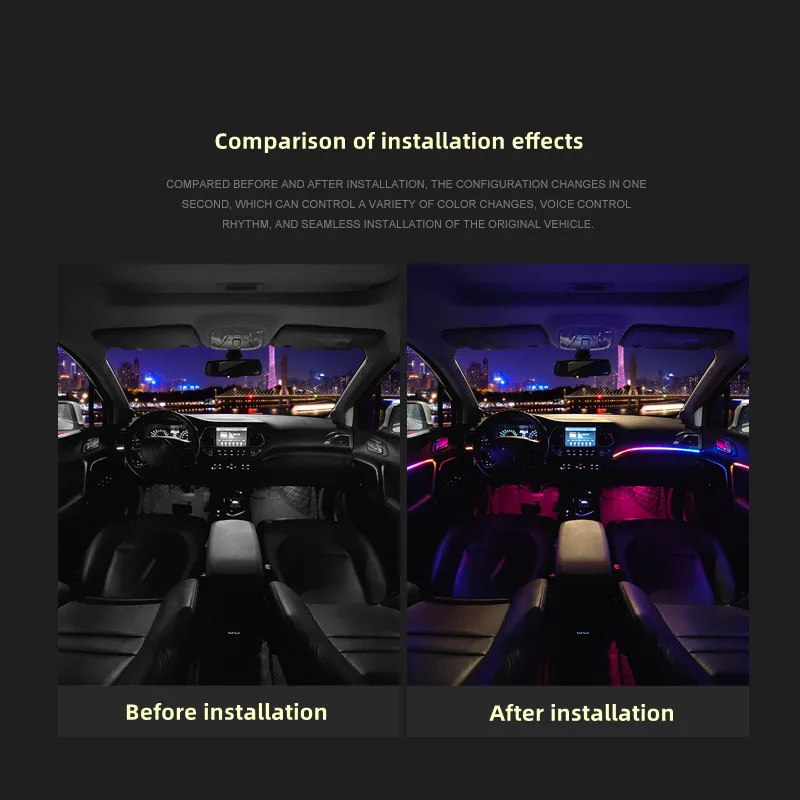 18 in 1 64 Color RGB Symphony Car Ambient Interior LED Acrylic Guide Fiber Optic Universal Decoration Atmosphere Lights