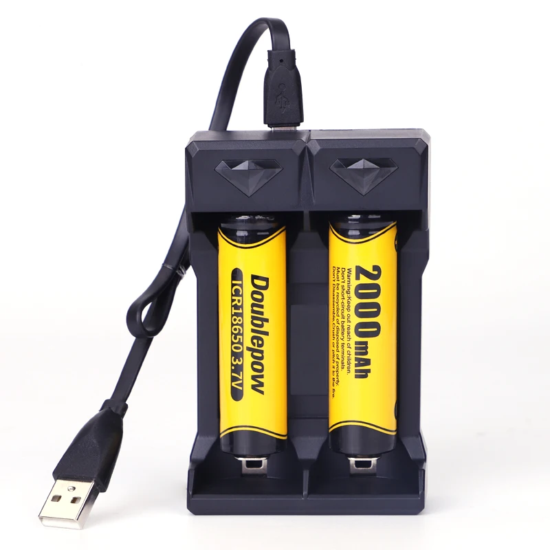 Doublepow UK21 2 слот USB быстрое зарядное устройство для 10440 14500 16340 18650 21700 26650 литиевая