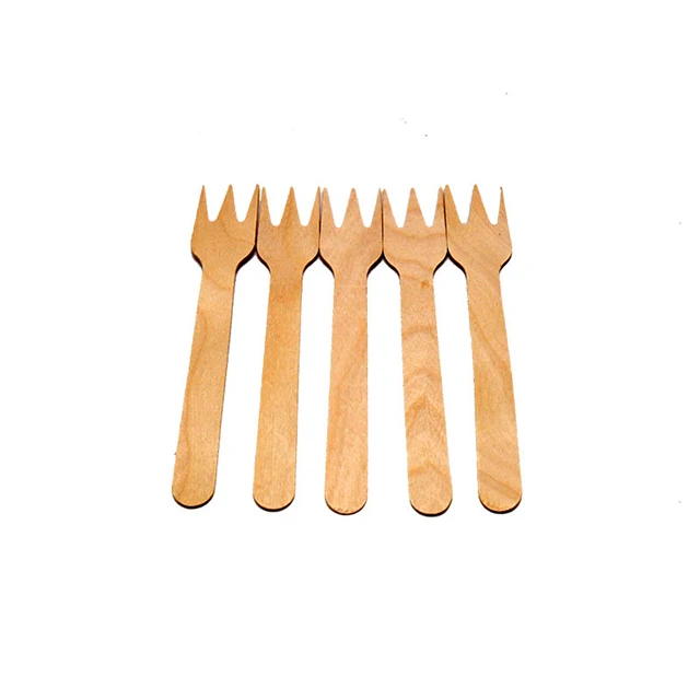 High Quality Disposable Mini Printed Birch Solid Wooden Forks Teeth Spoons Knife