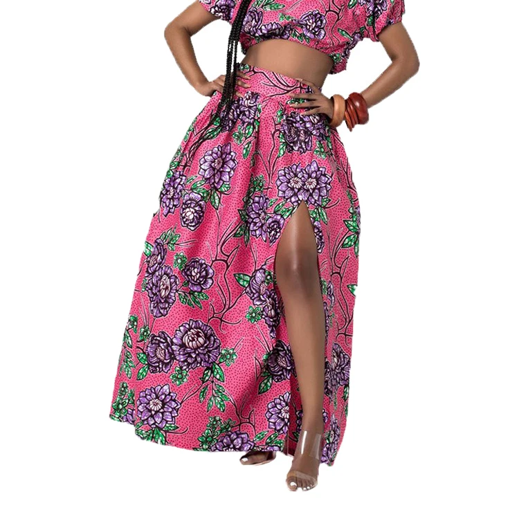 high waisted african maxi skirt