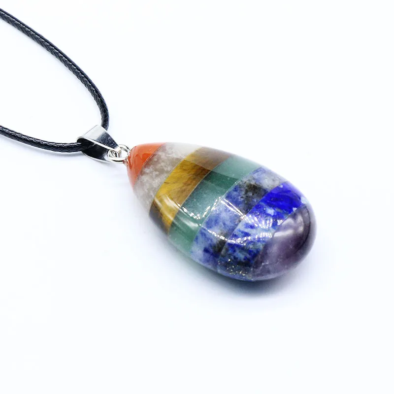 Hot sale chakra crystal teardrop pendant necklace natural stone pendant customization