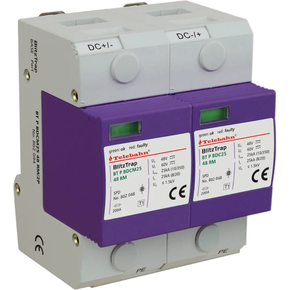 dispositif de protection contre les surtensions basse tension 60V DC SPD 2P 25kA T1, parafoudre pour système d'alimentation électrique DC