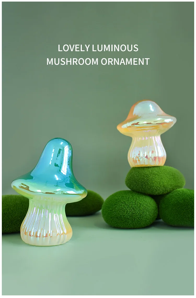 Battery powered led light up hand made blown glass Easter mushroom decoration for sale details