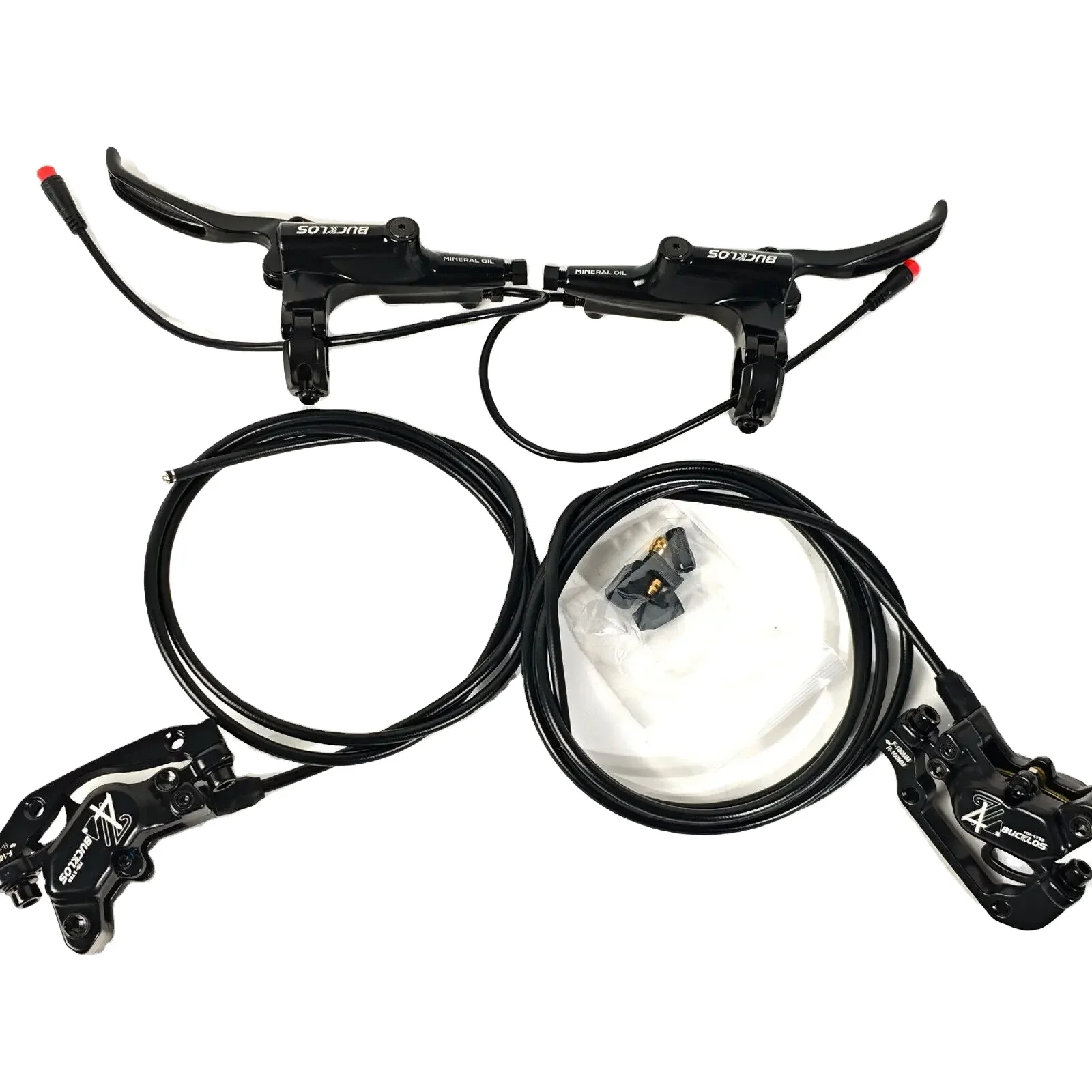 ODM/OEM BUCKLOS  E-Bike Hydraulic Brake 1150mm 1950mm 4-Piston Power Off Hydraulic Disc Brake for Ebike Scooter MTB Bike Parts
