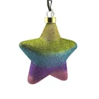 Multi Color Hand Painted Star Shaped Led Light Glass Christmas Tree Pendant Decorations Hanging Ball Bauble Ornament For Xmas