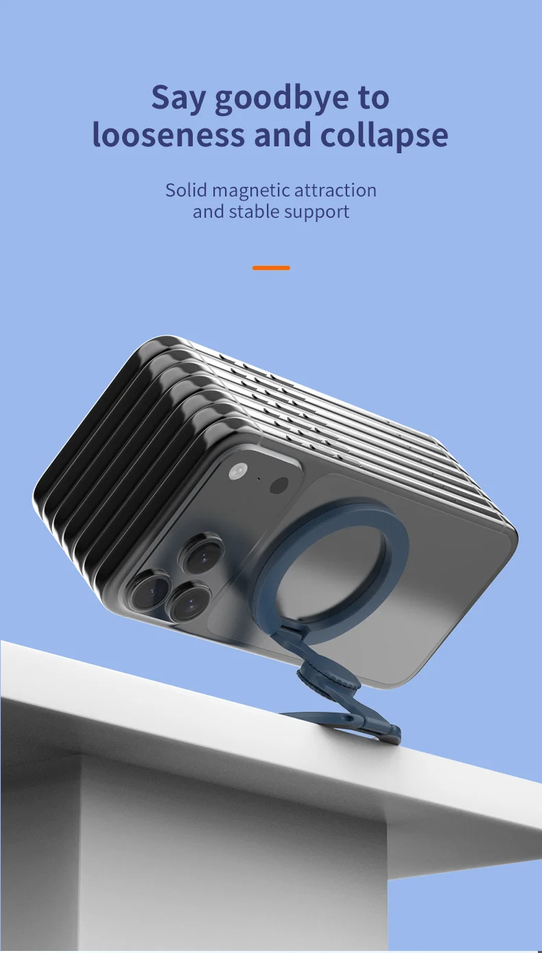 Magnetic Phone Holder Fingertip Gyroscope Design Foldable Dual Axis Stable Stand for Smartphone