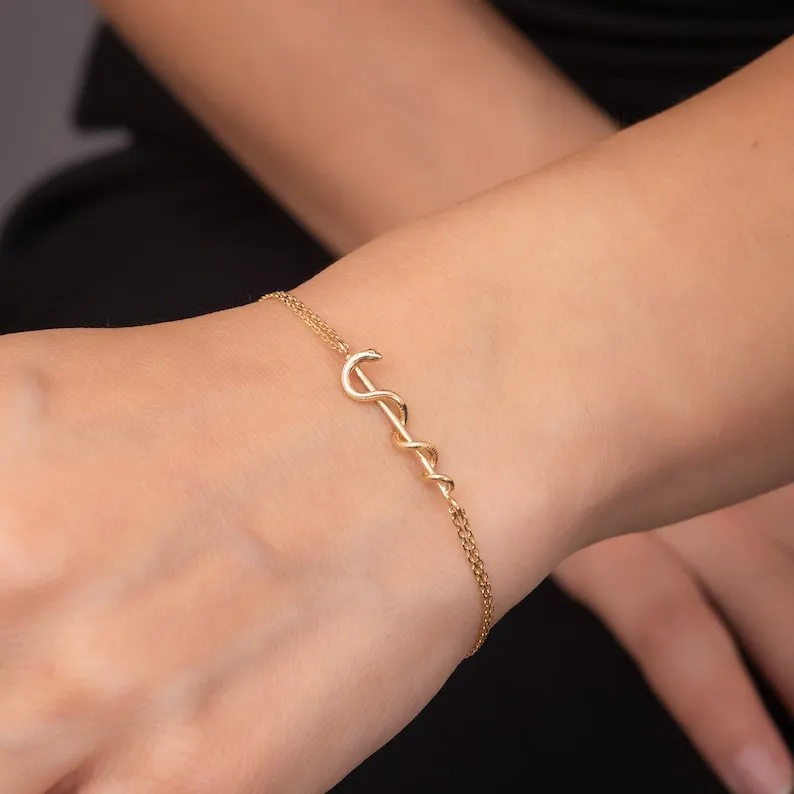 Collana Per Infermiera Con Ciondolo A Cuore E Simboli Medici - Argento 925 Con Zirconia, Caduceo E Stetoscopio, Catena 45,7+5,1 Cm, Regalo Per Ringraziamento