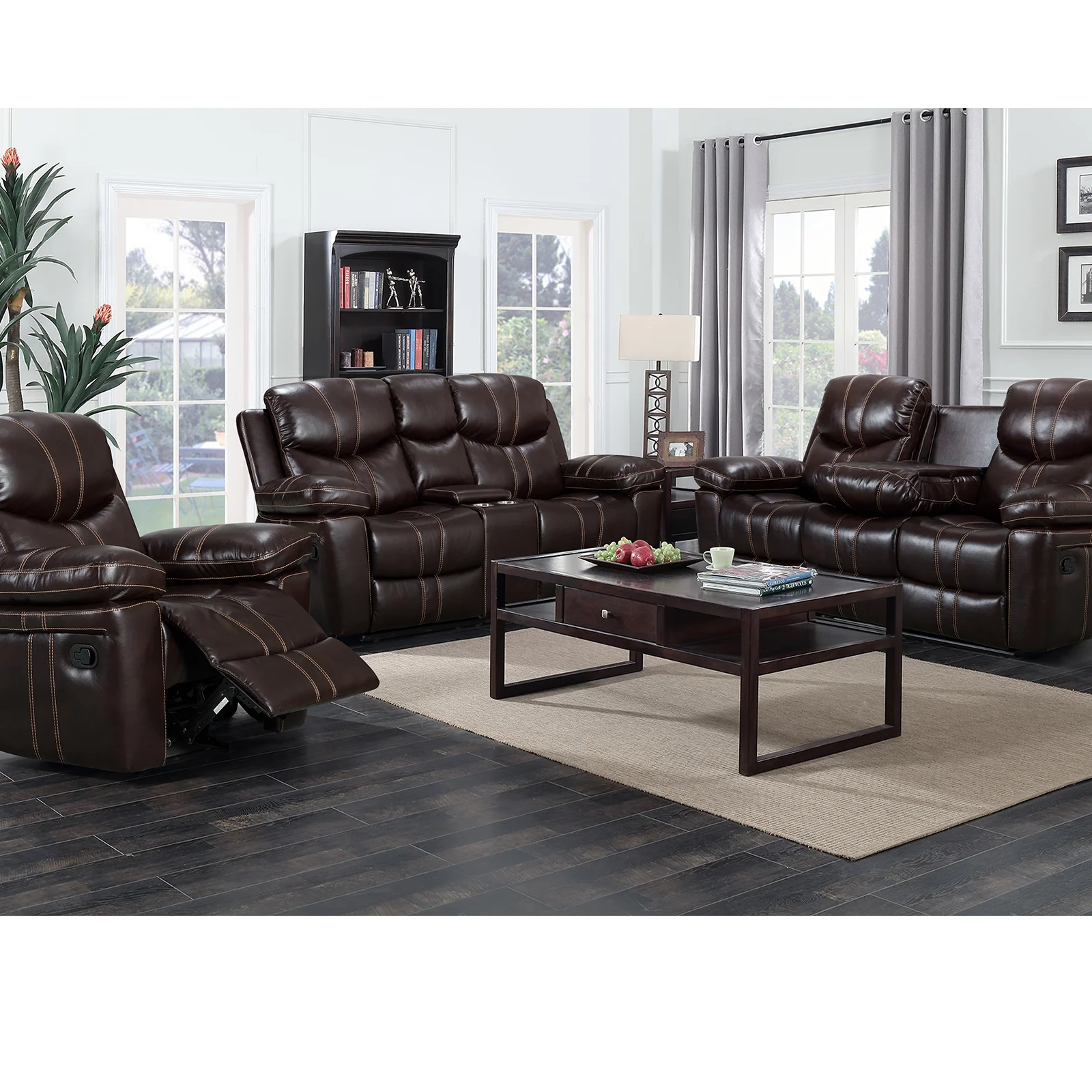 CY Wholesale Full Manual Recliner Sofa Set Corner Couch Sectional Reclinable Electric Corner Sofa 7 Seater Leather